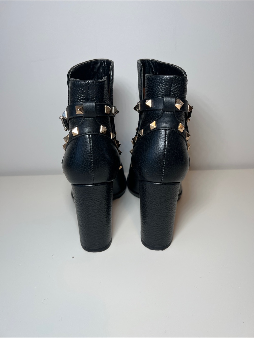 Black Studded High Heel Ankle Boots - Picture 3 of 7